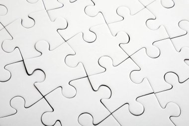 Top view of white jigsaw puzzle  clipart