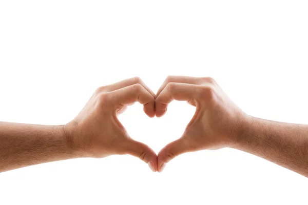 Dos Manos Forma Corazón Aisladas Sobre Fondo Blanco Con Camino — Foto de Stock