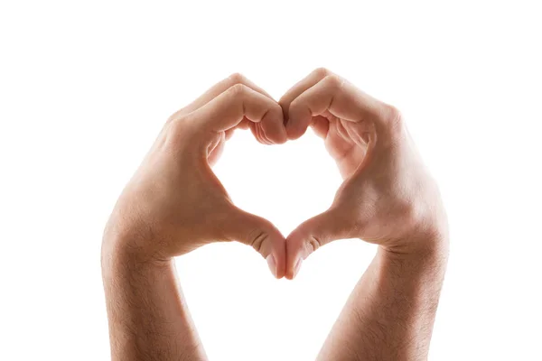 Dos Manos Forma Corazón Aisladas Sobre Fondo Blanco Con Camino — Foto de Stock