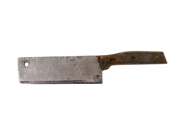 Old Meat Cleaver Isolated White Background Cliiping Path — Stock Photo, Image