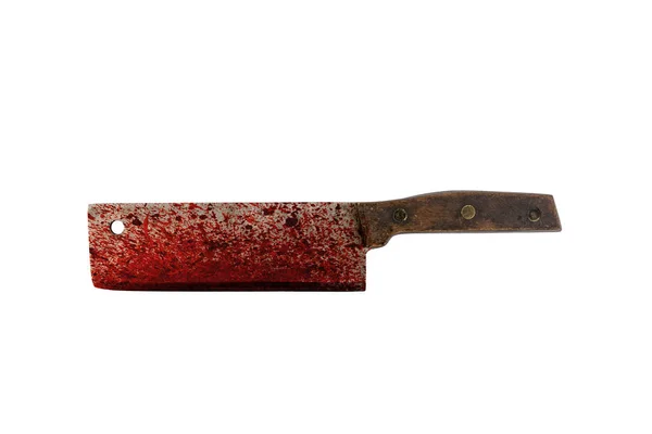 Old Bloody Meat Cleaver Isolated White Background Cliiping Path — Stock Photo, Image