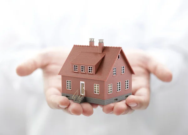 Brown House Miniature Hands — Stock Photo, Image