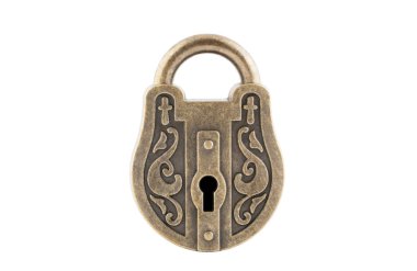 Vintage padlock isolated on white background with clipping path  clipart