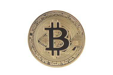 Kırpma yolu ile beyaz arkaplanda izole edilmiş bitcoin 