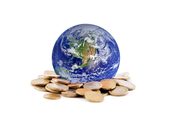 Κόσμος Στηρίζεται Στο Χρήμα Γήινη Εικόνα Που Παρέχεται Από Nasa — Φωτογραφία Αρχείου