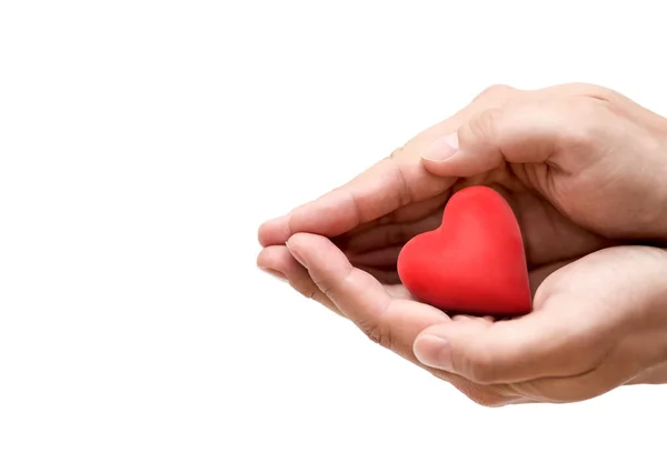 Rött Hjärta Händerna Sjukförsäkring Eller Kärlek Koncept — Stockfoto