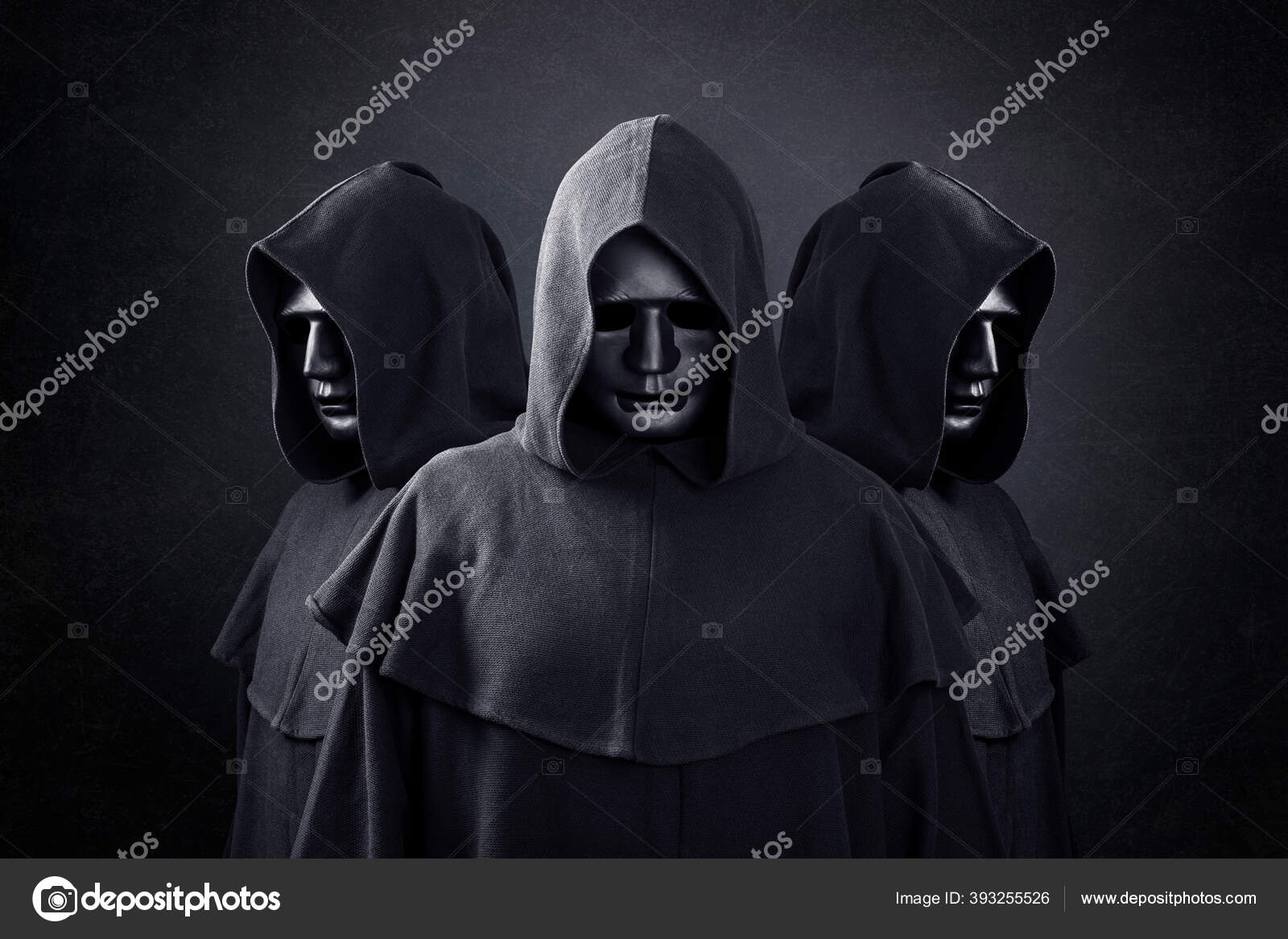Group Three Scary Figures Hooded Cloaks Dark Stock Photo by ©sqback ...