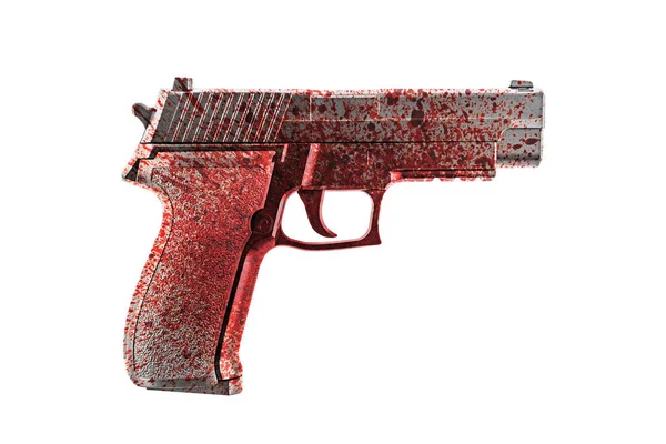 Pistola Pistola Sangre Roja Aislada Sobre Fondo Blanco Con Camino — Foto de Stock