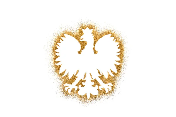 Polish Coat Arms Shape Golden Glitter — Stock Photo, Image