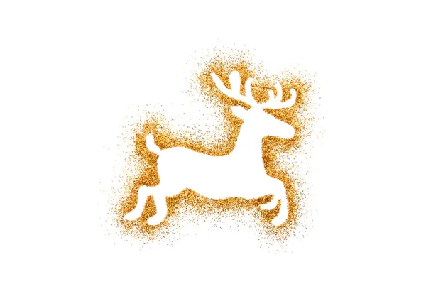 Ren Jul Dekoration Gyllene Glitter Isolerad Vit Bakgrund — Stockfoto