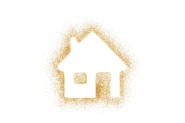 Golden House Shape Made Glitter — Stock Photo, Image