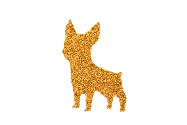 Petit Chien Doré Fait Paillettes — Photo