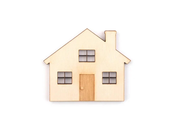 Houten Huis Geïsoleerd Witte Achtergrond Met Clipping Pad — Stockfoto