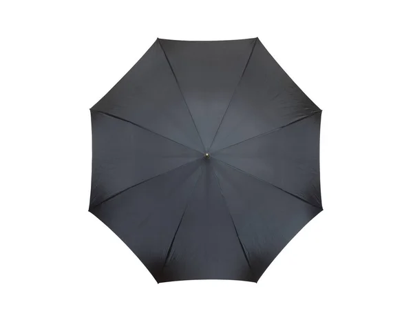 Black Umbrella Isolated White Background Clipping Path Top View — Stock Photo, Image