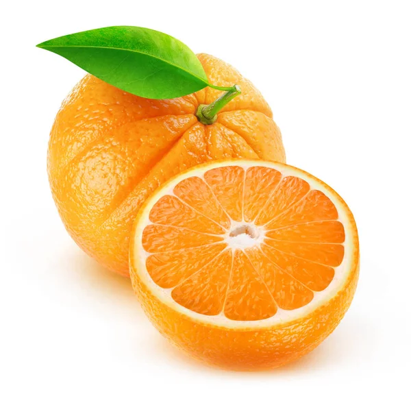 Isolerade Apelsiner Skära Frukter Isolerad Vit Bakgrund Med Urklippsbana — Stockfoto