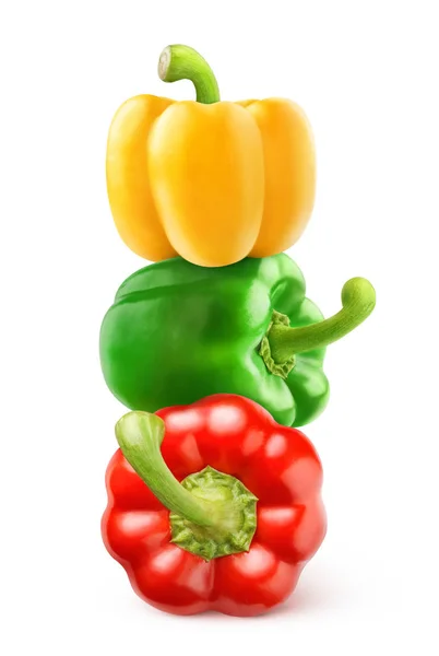 Isolated Peppers Three Bell Peppers Different Colors Red Green Yellow — Stock Photo, Image