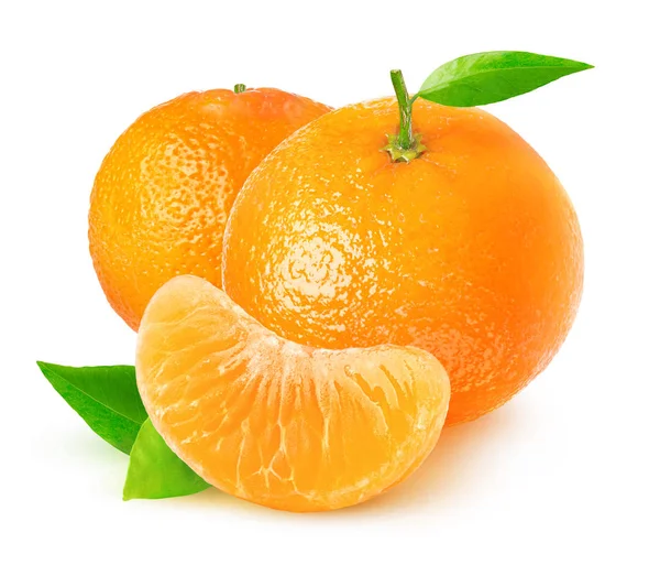 Elszigetelt Citrusfélék Tangerine Vágógörbével Fehér Alapon — Stock Fotó