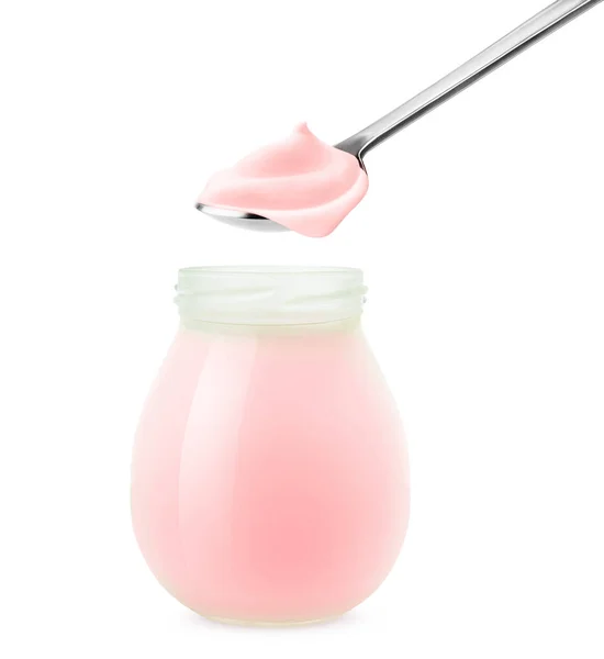 Isolated strawberry yogurt — Stock Photo, Image