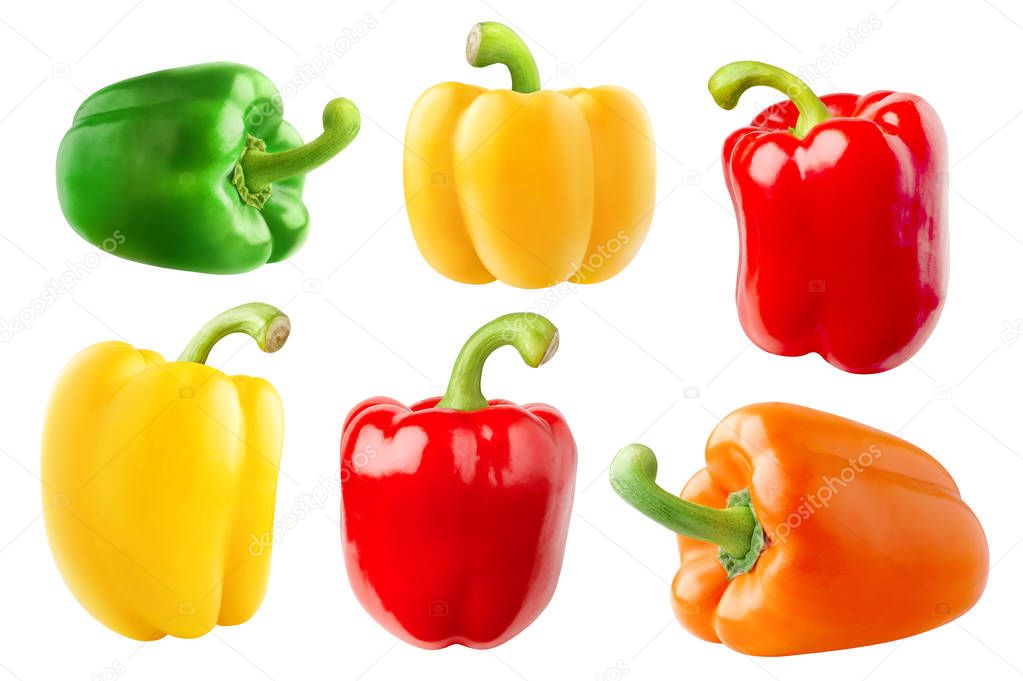 Isolated multicolored bell peppers