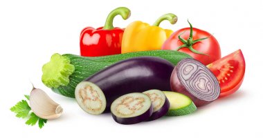 Isolated ratatouille ingredients clipart