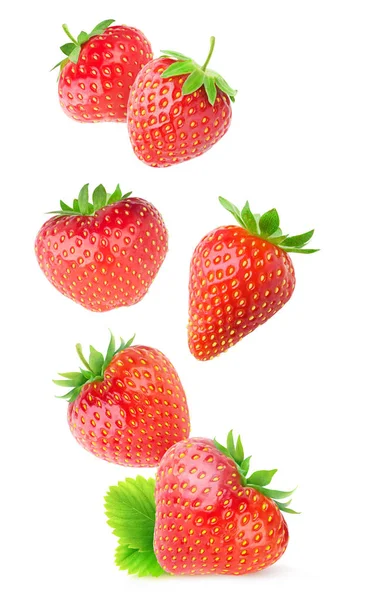 Isolated strawberries in the air — Stock Photo, Image