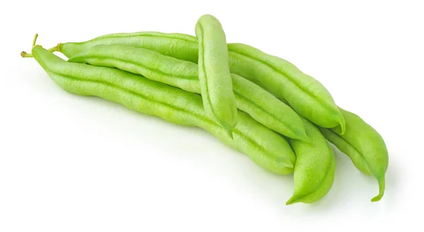Pilha de feijão verde no fundo branco — Fotografia de Stock