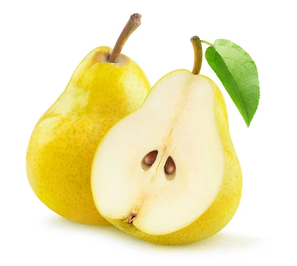 Isolated Pears One Half Yellow Pear Isolated White Background — Stock Photo, Image