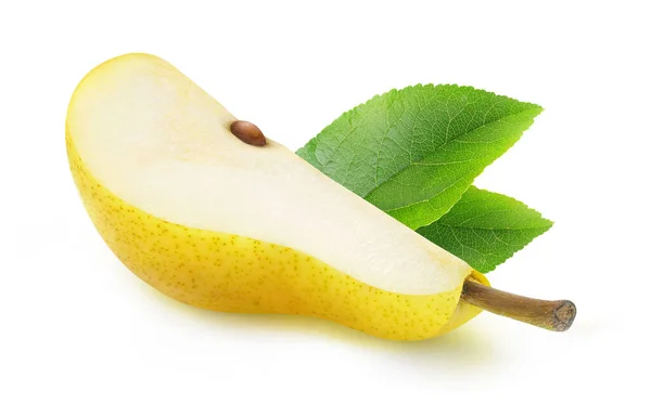 白い背景に孤立した一枚の黄色の梨 — ストック写真