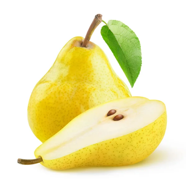 Isolated Yellow Pears One Half Pears Isolated White Background — Stock Photo, Image