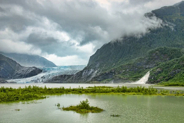 Vue Sur Glacier Avec Lac Premier Plan — Photo