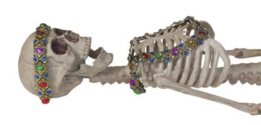 Skeleton Wearing Antique Gem Jewelry - path included