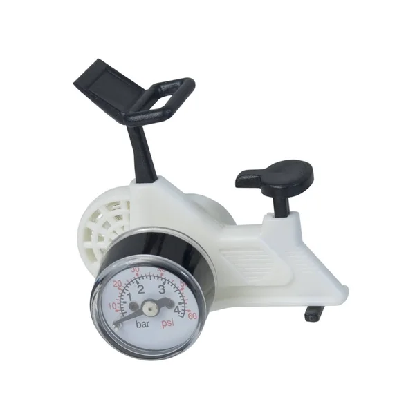 White Exercise Bike För Fitness Med Mätare Sidan Ingår — Stockfoto