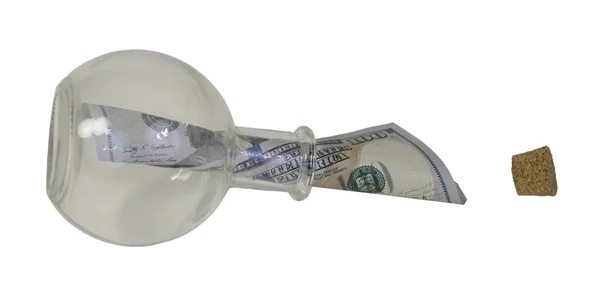 Large Denomination Money Bottle Path Included — Stock Photo, Image