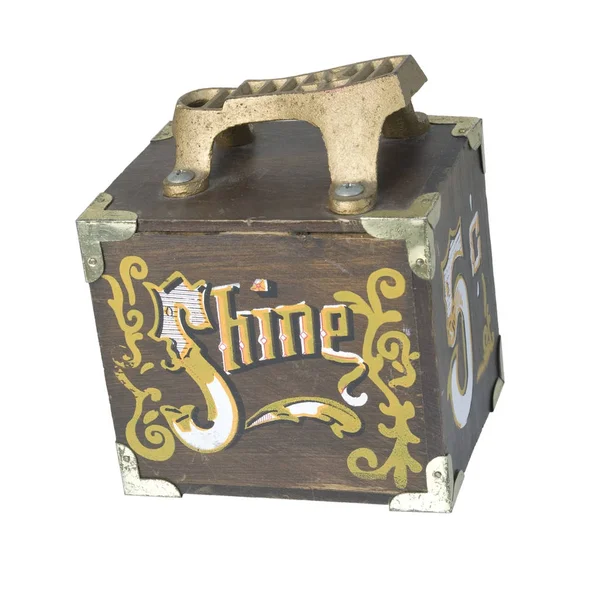 Vintage Shoe Shine Box Που Χρησιμοποιείται Για Χειροκίνητο Γυάλισμα Των — Φωτογραφία Αρχείου