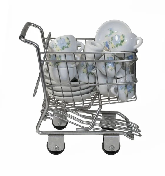 Shopping Cart Full China Dishes Path Included — Stock Photo, Image
