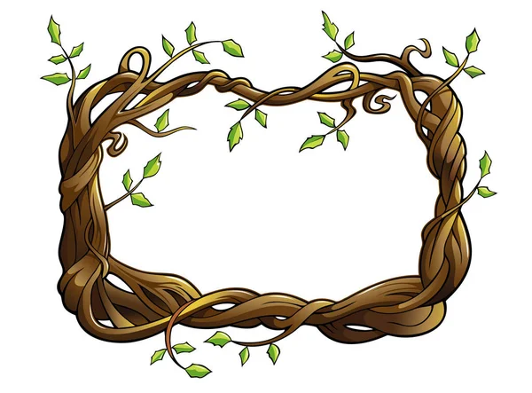 Interwoven Brunches Roots Trees Forming Frame Vector Illustration — Stock Vector