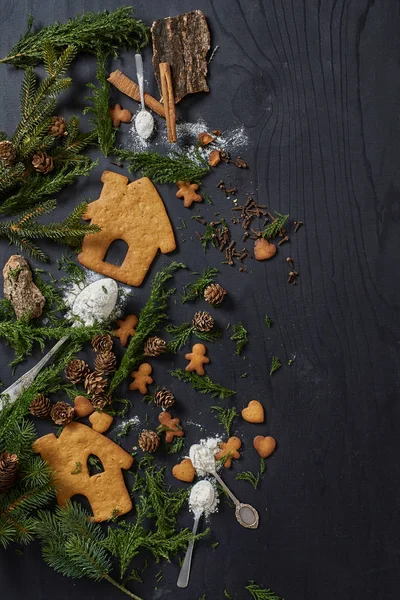 Mézeskalács Cookie Fekete Háttér Jogdíjmentes Stock Képek