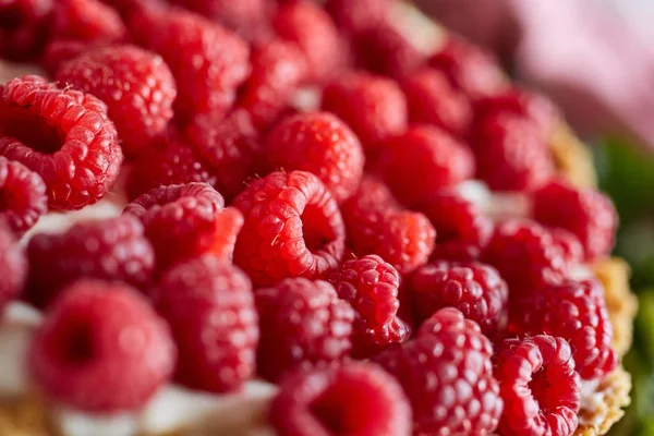 Raspberrie Topping Fresh Cheesecake — Stock Photo, Image