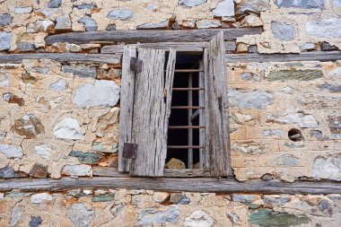 Taş ev duvar eski ev Olimpiyat Riviera, Yunanistan