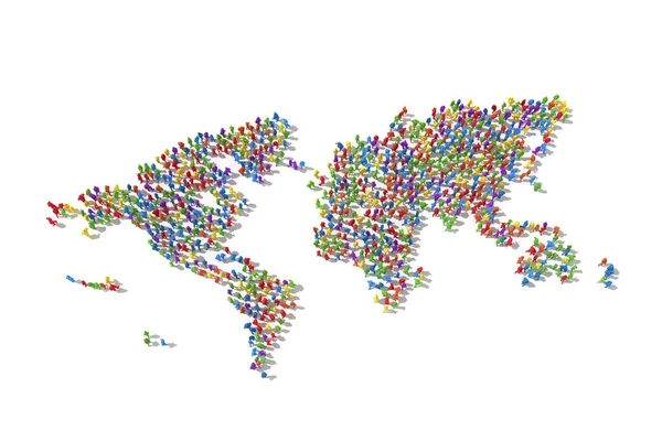 Multitud humana formando un mapa del mundo — Foto de Stock