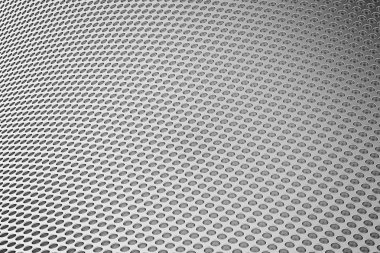 Delikli metal levhanın soyut arkaplanı. 3d illüstrasyon