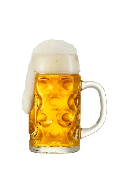 Stort traditionellt glas bayerskt öl isolerat på vitt — Stockfoto