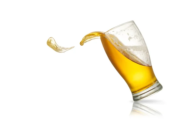 Beer splash in glass isolated on white — Stock Photo, Image