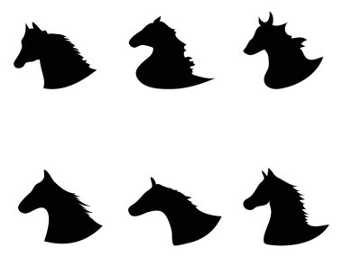 izole at baş siluet simge beyaz arka plan