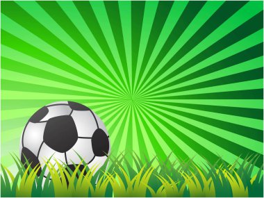 Futbol topu üzerinde yeşil sun ray arka plan futbol spor tasarım