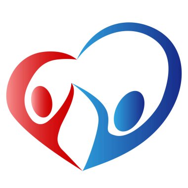 kalp logosu beyaz arka plan izole soyut insanları seviyorum