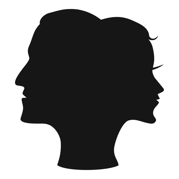 Isolated Man Woman Head Combine Vector White Background — Stock Vector