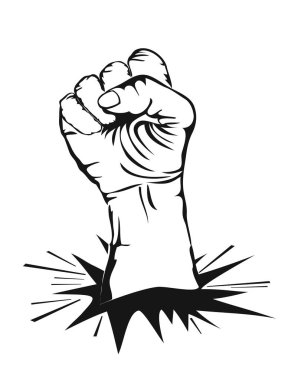 Beyaz arka planda duvar delme izole yumruk