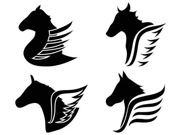 Isolierte Pferdekopfflügel Symbol Von Weißem Hintergrund — Stockvektor
