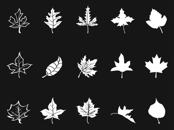 Isolated White Maple Icons Black Background — Stock Vector